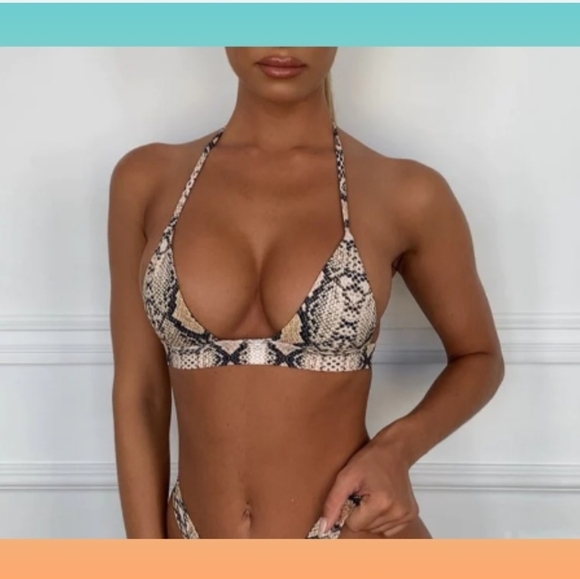 Women's Animal Print Halter Bikini Top Only. Size S. - Picture 1 of 9